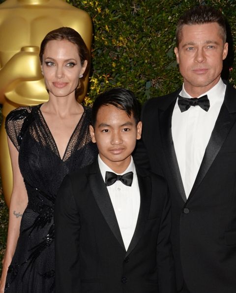 Angelina Jolie with Maddox and Brad Pitt
