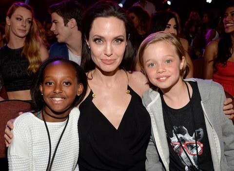 Angelina Jolie with Zahara and Shiloh