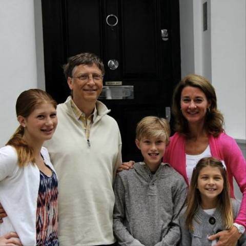 Bill Gates with his wife and children