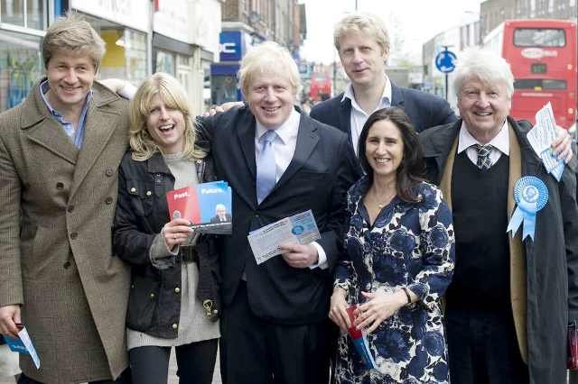 Boris Johnson with wife Marina, siblings Rachel, Jo and Leo and father Stanley
