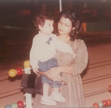 Childhood image of Varun Sharma with his mother