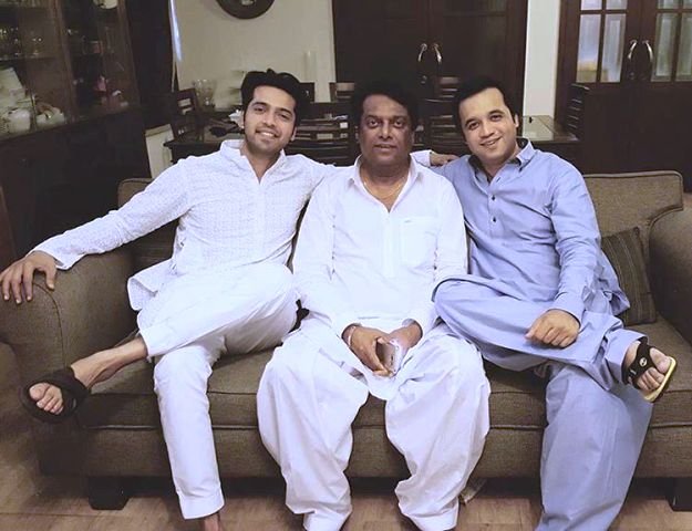Fahad Mustafa with his father and brother