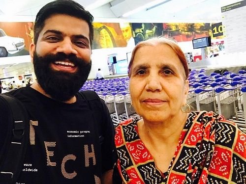 Gaurav Chaudhary with his mother