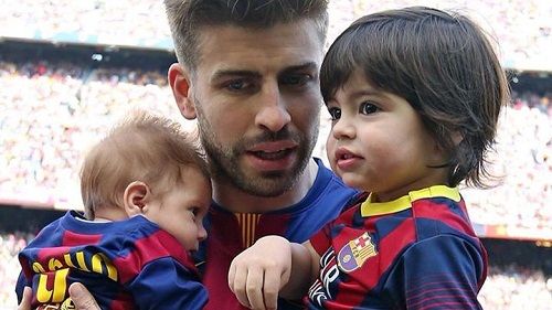 Gerard pique with his children Milan and Shasa