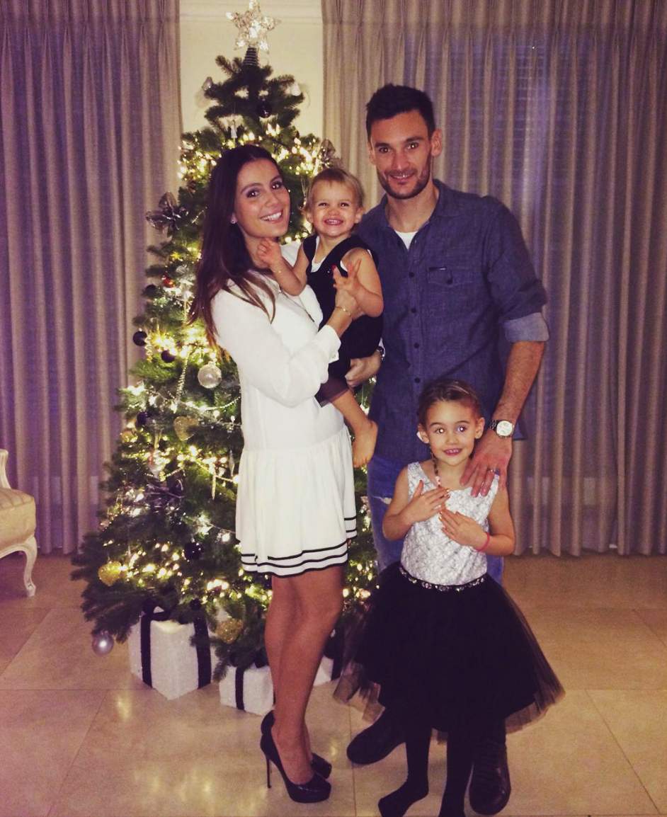 Hugo Lloris with his wife and children