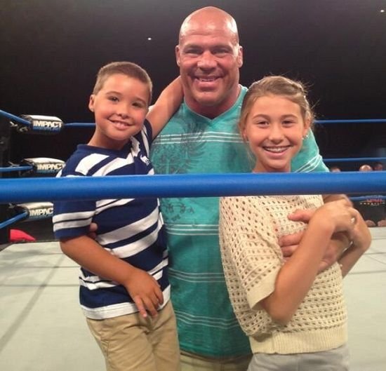 Kurt Angle with his son Kody and daughter Kyra