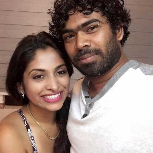 Lasith Malinga with his wife Tanya