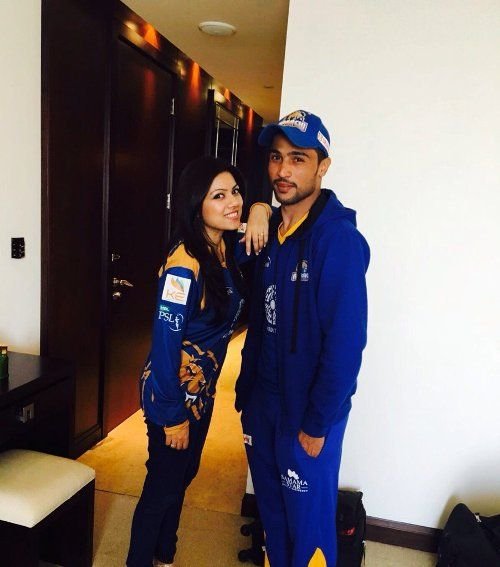 Mohammad Amir with his wife