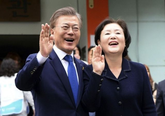 Moon Jae-in with his wife