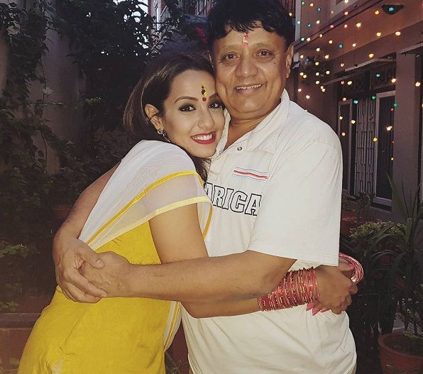 Priyanka Karki with her father