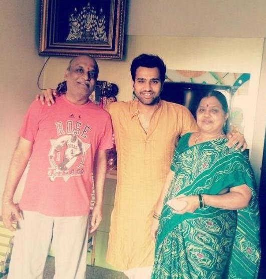 Rohit Sharma with his parents