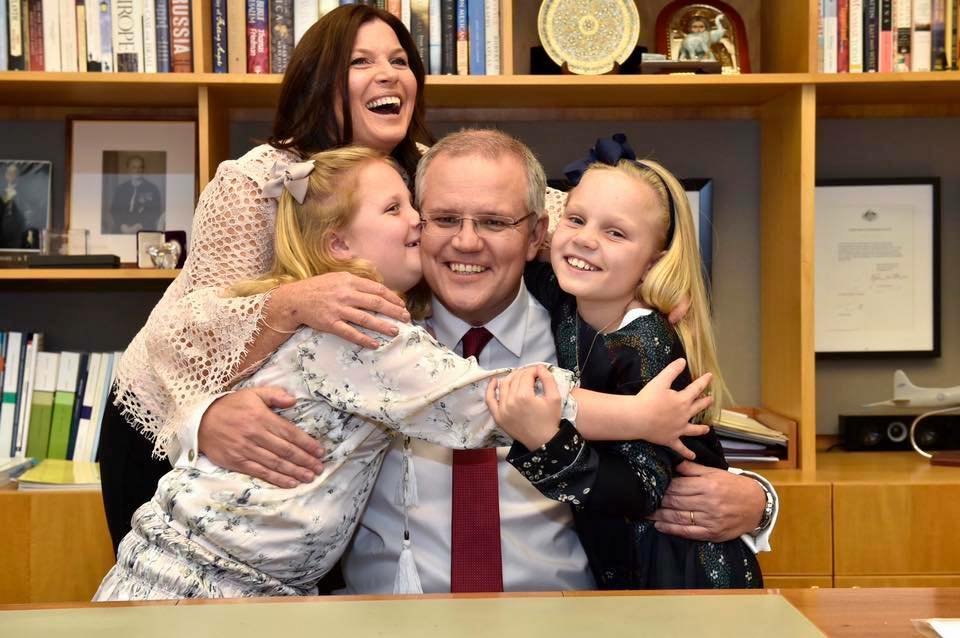 Scott Morrison with his wife and daughters