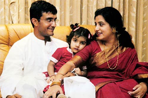 Sourav Ganguly with his wife Dona and daughter Sana