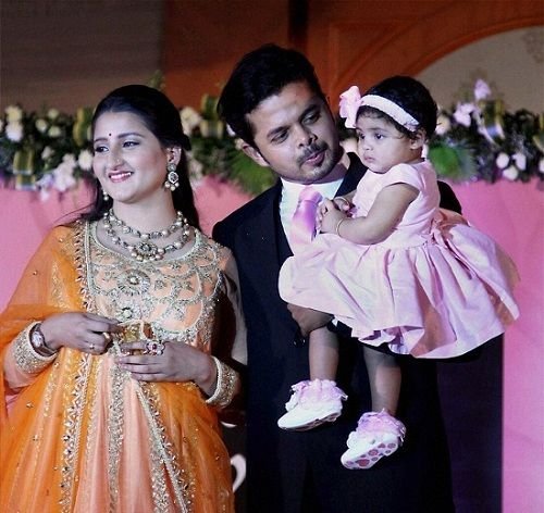 Sreesanth with his wife and daughter