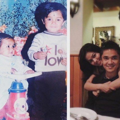 Sunil Chhetri with his sister in both photographs
