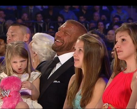 Triple H with his 3 daughters