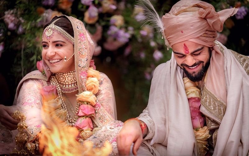 Virat Kohli and Anushka Sharma at their wedding