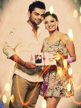 Virat Kohli with Tamannaah Bhatia posing for an ad