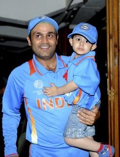 Virender Sehwag with his son Aryavir