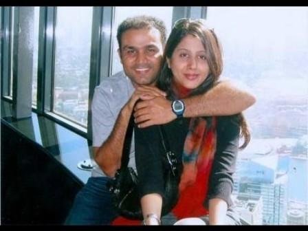 Virender Sehwag with his wife Aarti