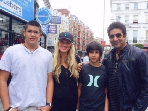 Wasim Akram with his sons