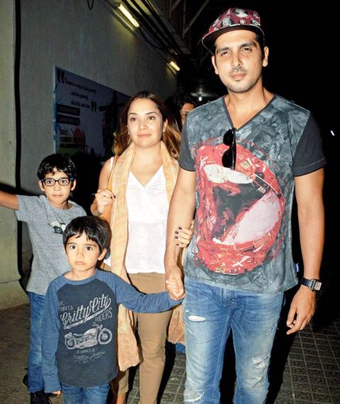 Zayed Khan With His Wife And Sons